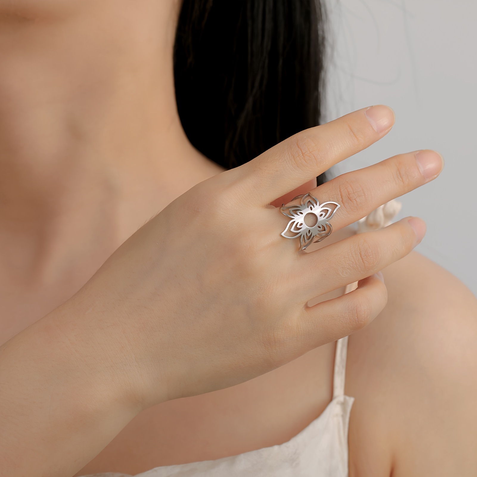 Unisex Three-Layer Petal Adjustable Ring, Gift for Him & Her
